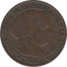 Монета. Испания. 1 сентимо 1868 год. 7-и конечная звезда. ав.