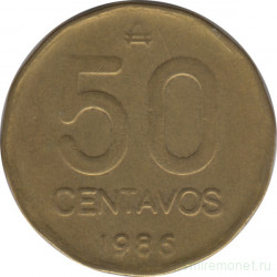 Монета. Аргентина. 50 сентаво 1986 год.