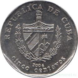 Монета. Куба. 5 сентаво 2006 год (конвертируемый песо).