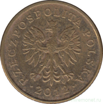 Монета. Польша. 1 грош 2012 год.