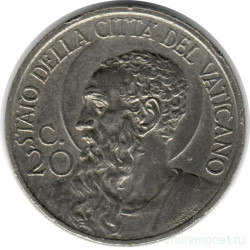 Монета. Ватикан. 20 чентезимо 1934 год. Святой Павел.