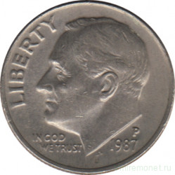 Монета. США. 10 центов 1987 год. Монетный двор P.