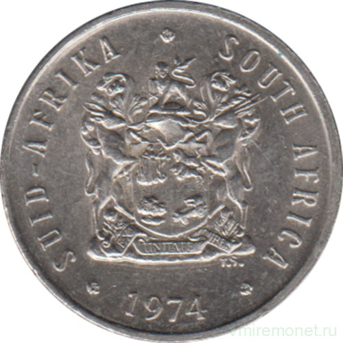 Монета. Южно-Африканская республика (ЮАР). 5 центов 1974 год.