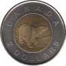 Монета. Канада. 2 доллара 2006 год. 10 лет с начала чекана монет номиналом 2 доллара. Дата сверху. рев.