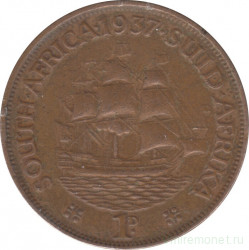 Монета. Южно-Африканская республика (ЮАР). 1 пенни 1937 год.