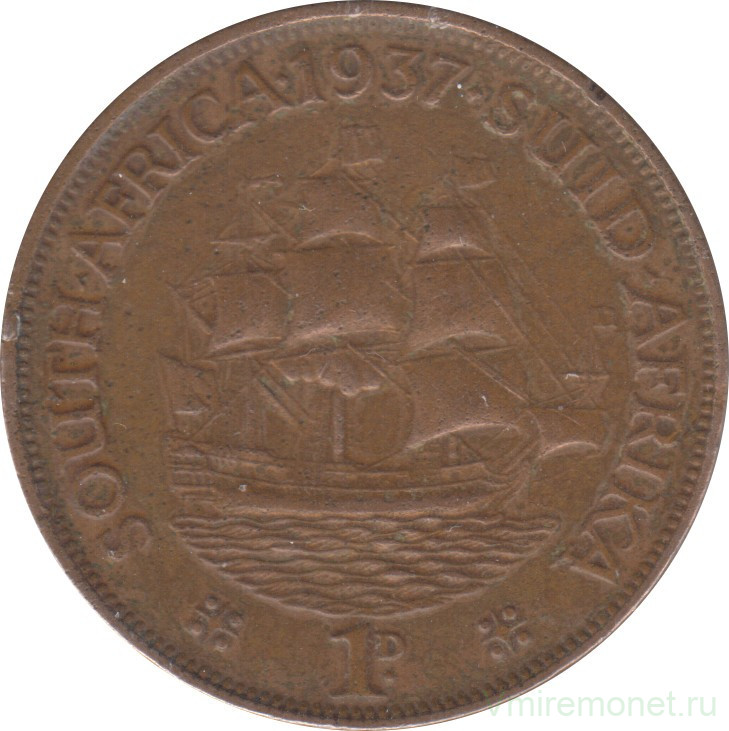 Монета. Южно-Африканская республика (ЮАР). 1 пенни 1937 год.