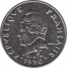 Монета. Новая Каледония. 20 франков 1990 год. рев.
