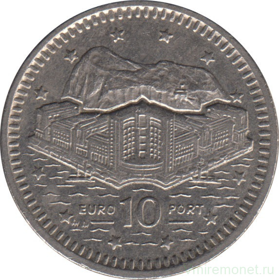 Монета. Гибралтар. 10 пенсов 1992 год.