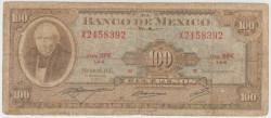 Банкнота. Мексика. 100 песо 1972 год. Тип 61h (4).