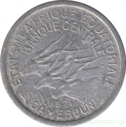 Монета. Экваториальная Африка (КФА). Камерун. 1 франк 1971 год.