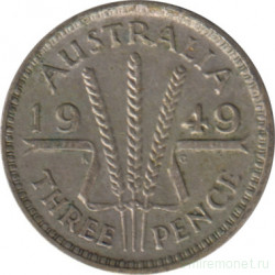 Монета. Австралия. 3 пенса 1949 год.