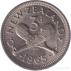 Монета. Новая Зеландия. 3 пенса 1965 год.