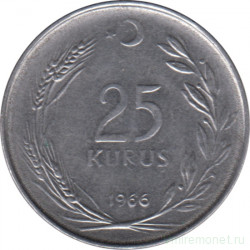 Монета. Турция. 25 курушей 1966 год. 5 грамм.