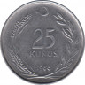 Монета. Турция. 25 курушей 1966 год. 5 грамм. ав.