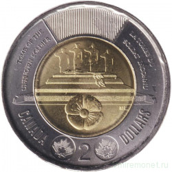 Монета. Канада. 2 доллара 2025 год. Чествование неизвестного солдата Канады.