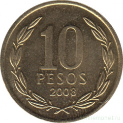 Монета. Чили. 10 песо 2008 год.