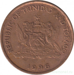 Монета. Тринидад и Тобаго. 5 центов 1996 год.