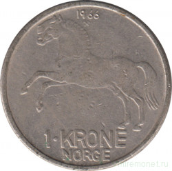 Монета. Норвегия. 1 крона 1966 год.