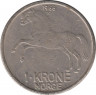  Монета. Норвегия. 1 крона 1966 год. ав.
