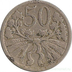 Монета. Чехословакия. 50 геллеров 1921 год.