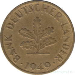 Монета. ФРГ. 10 пфеннигов 1949 год. Монетный двор - Гамбург (J). (Малая J)