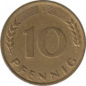 Монета. ФРГ. 10 пфеннигов 1949 год. Монетный двор - Гамбург (J). (Малая J). рев.