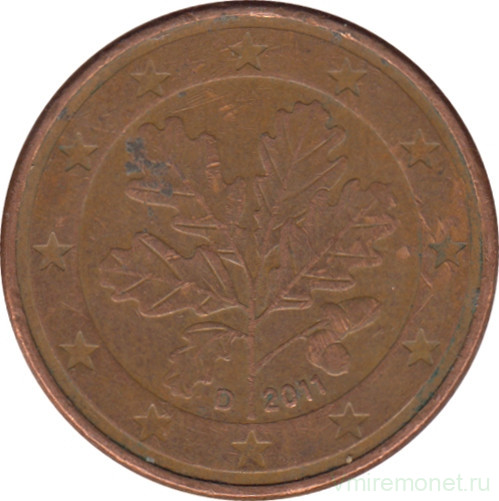 Монета. Германия. 5 центов 2011 год (D).