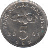 Монета. Малайзия. 5 сен 2009 год. ав.