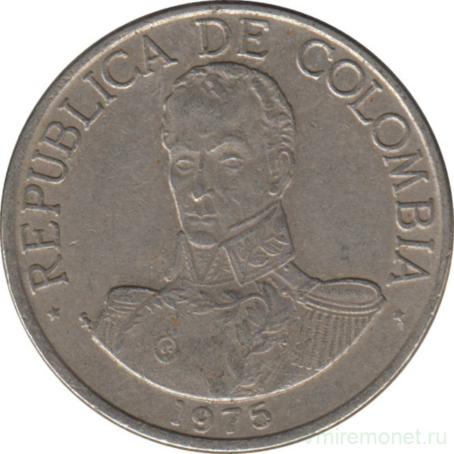 Монета. Колумбия. 1 песо 1975 год.