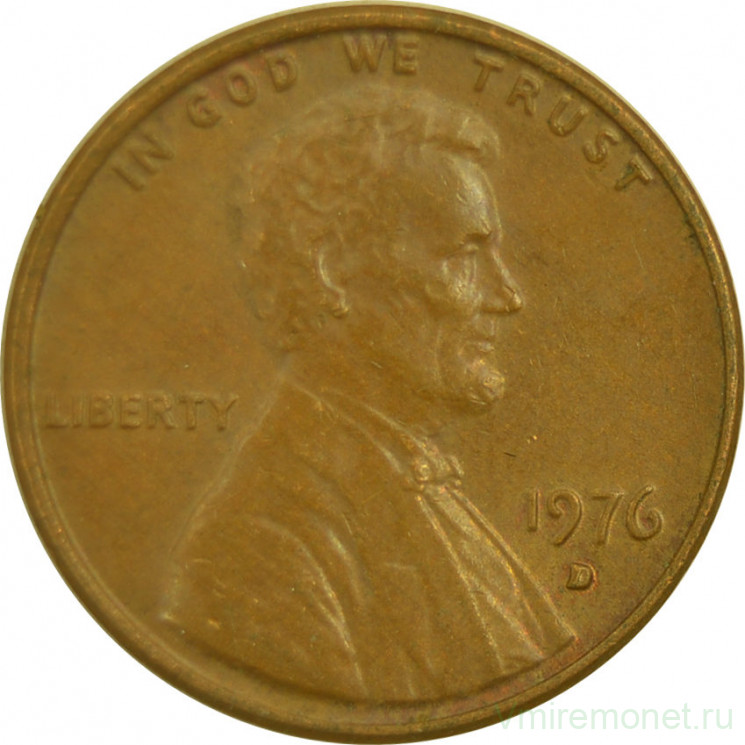 Монета. США. 1 цент 1976 год. Монетный двор D.