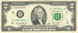 Банкнота. США. 2 доллара 2013 год. Серия F. Тип 538.