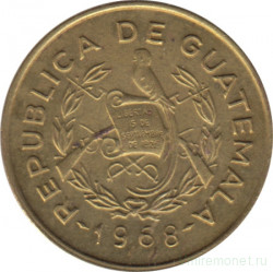 Монета. Гватемала. 1 сентаво 1968 год.
