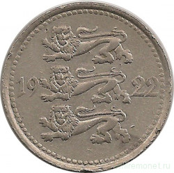 Монета. Эстония. 5 марок 1922 год.