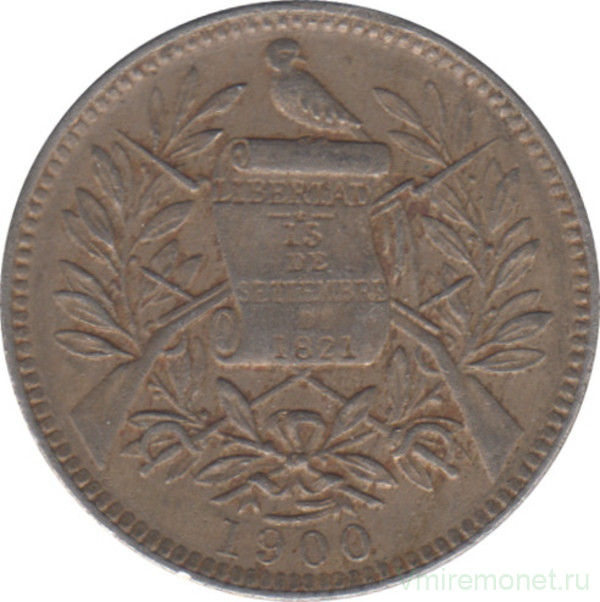 Монета. Гватемала. 1 реал 1900 год. Медно-никелевый сплав.