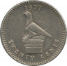 Монета. Родезия. 20 центов 1977 год.