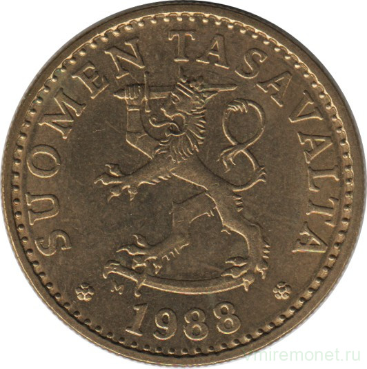 Монета. Финляндия. 20 пенни 1988 год.