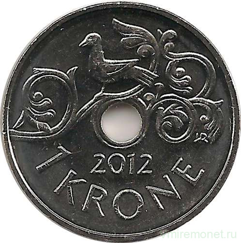 Монета. Норвегия. 1 крона 2012 год.