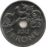 Монета. Норвегия. 1 крона 2012 год. ав.