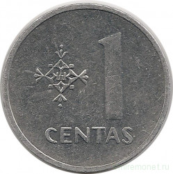 Монета. Литва. 1 цент 1991 год.