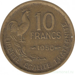 Монета. Франция. 10 франков 1950 год. Монетный двор - Париж.