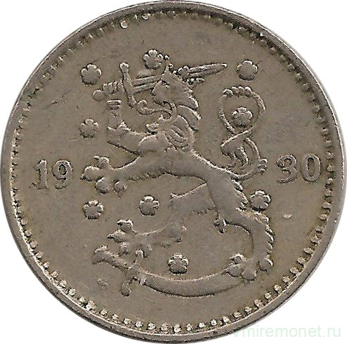 Монета. Финляндия. 1 марка 1930 год.