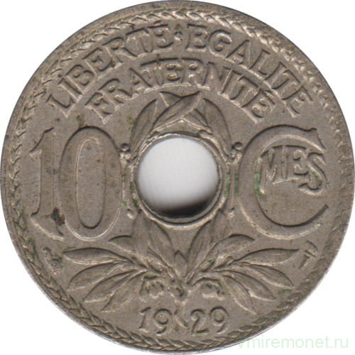 Монета. Франция. 10 сантимов 1929 год.