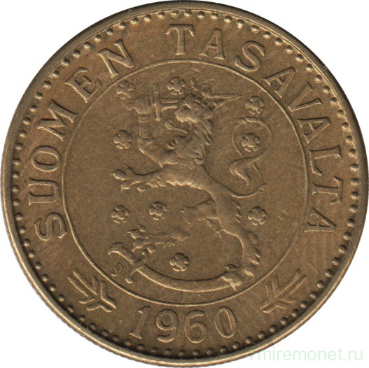 Монета. Финляндия. 20 марок 1960 год.