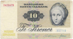 Банкнота. Дания. 10 крон 1972 год. Тип 48b.