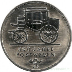Монета. ГДР. 5 марок 1990 год. 500 лет Почтовой службы (карета). 