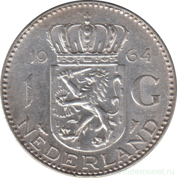 Монета. Нидерланды. 1 гульден 1964 год.