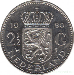 Монета. Нидерланды. 2,5 гульдена 1980 год. Proof.