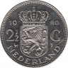Монета. Нидерланды. 2.5 гульдена 1980 год. Пруф. ав.