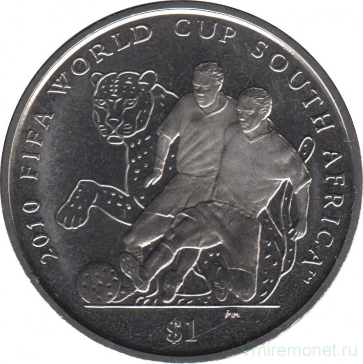 Монета. Великобритания. Британские Виргинские острова. 1 доллар 2010 год. Чемпионат мира по футболу 2010 в ЮАР.