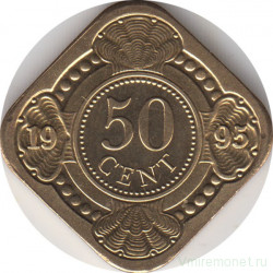 Монета. Нидерландские Антильские острова. 50 центов 1995 год.
